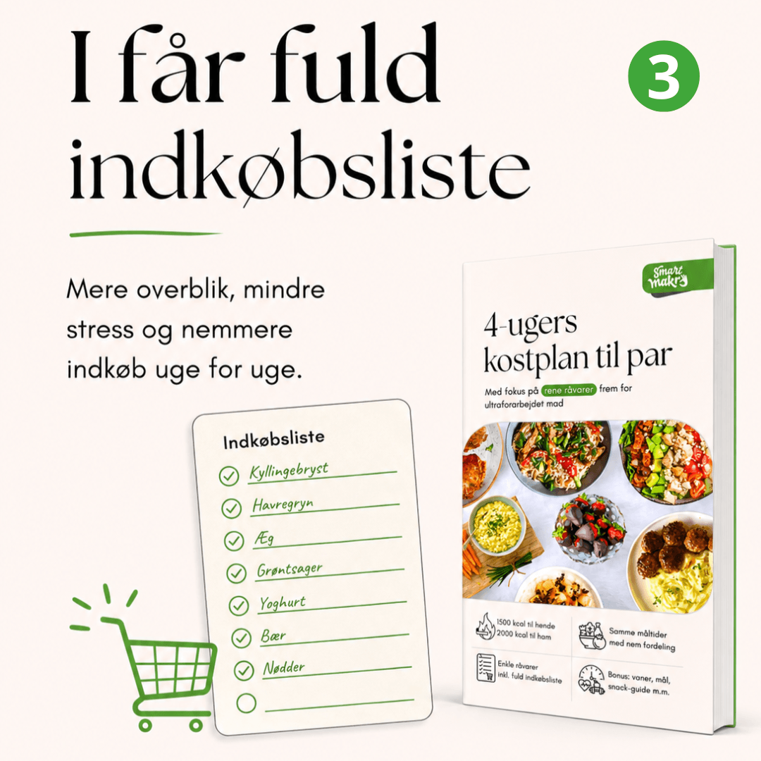 4-ugers kostplan til par (inkl. indkøbsliste)