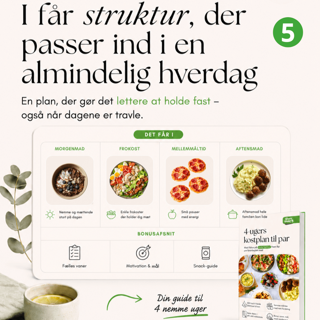 4-ugers kostplan til par (inkl. indkøbsliste)