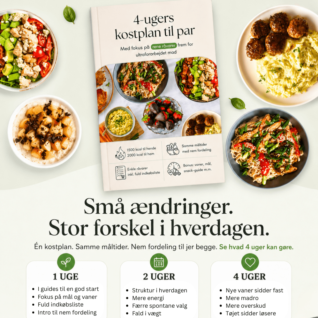4-ugers kostplan til par (inkl. indkøbsliste) (2. Sortering)