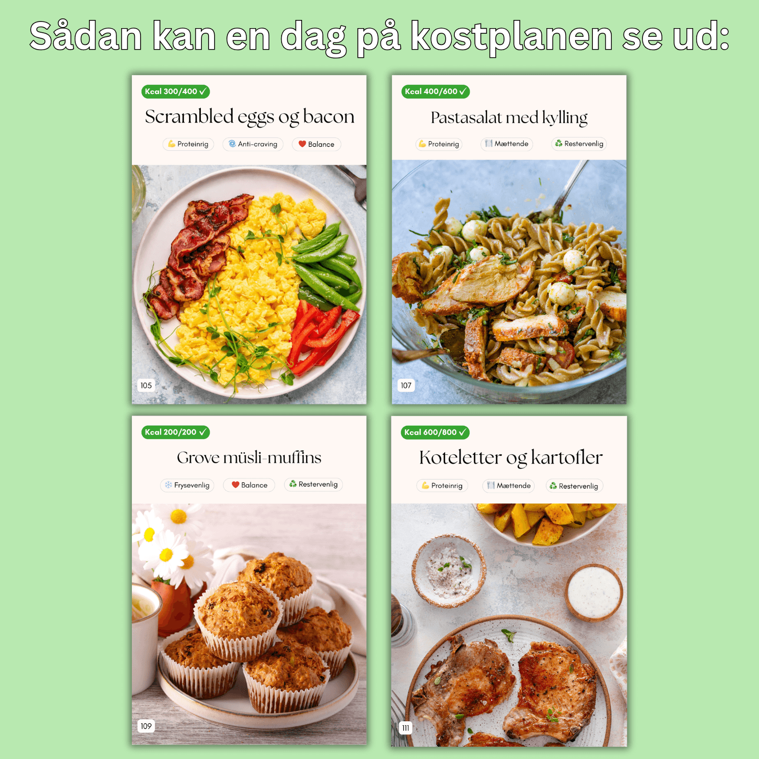 4-ugers kostplan til par (inkl. indkøbsliste) (2. Sortering)