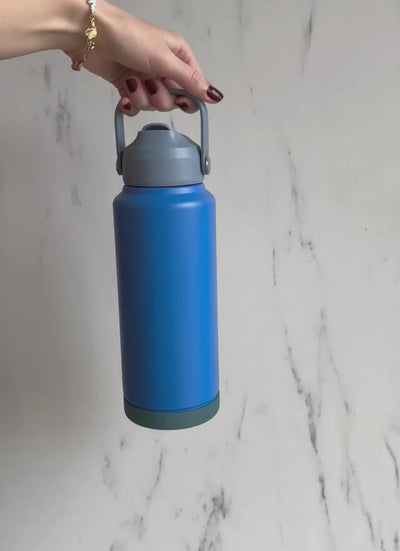 1L termosvattenflaska med sugrör
