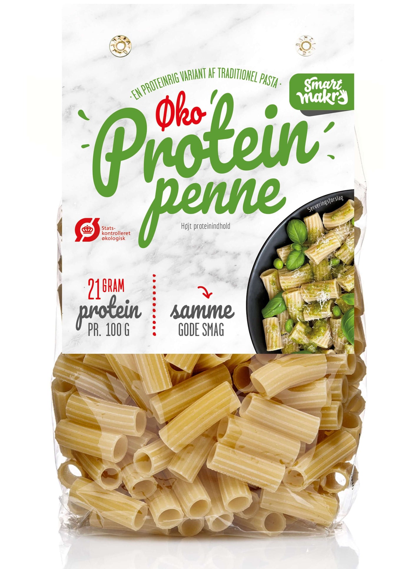 Protein pasta med 90 % mere protein. 21 g protein pr. 100 g. Italiensk smag. Højprotein pasta. Sund pasta. Mættende mad. Uden tilsætningsstoffer. Durumhvede. Norditaliensk kvalitet. Pasta med højt proteinindhold. Nem hverdagsmad. Kalorielet pastaret. Proteinrig kost. Smart Makro pasta. Pasta til vægttab. Fitnessvenlig pasta. Sund livsstil. Pasta med struktur og bid. Hurtig, proteinrig aftensmad. Velegnet til kostplaner. 